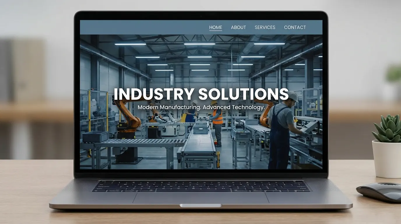 Modern corporate website design for textile manufacturer featuring video background.