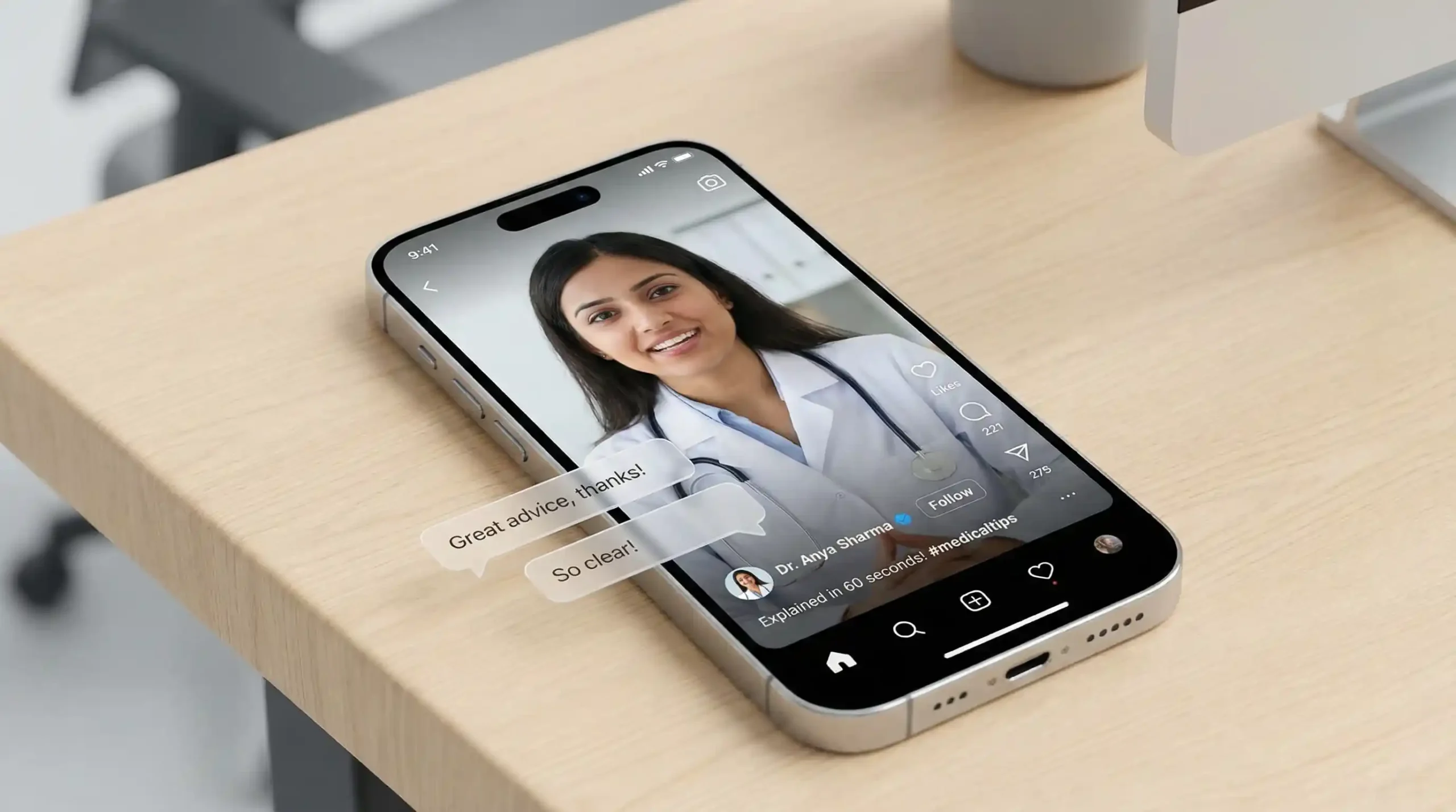 Dermatologist personal branding example on Instagram showing educational video content.