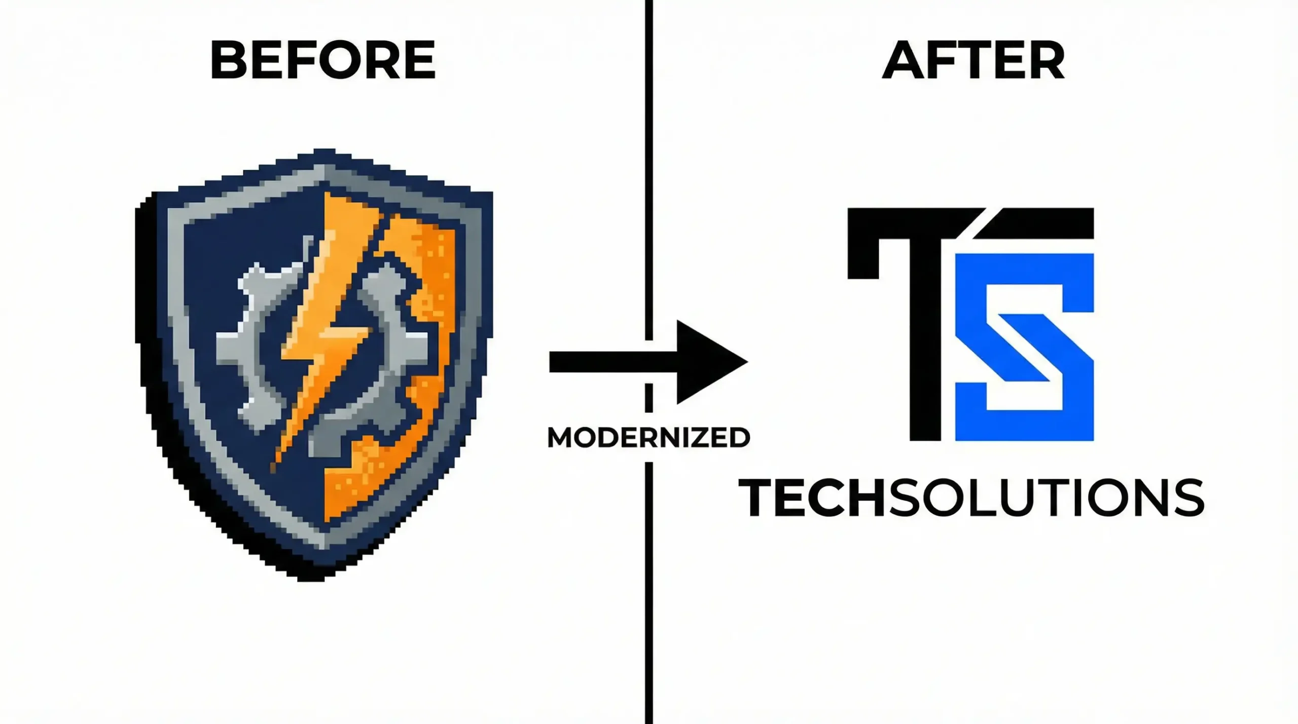 Real estate logo redesign comparison showing modernization from 3D to flat vector style.