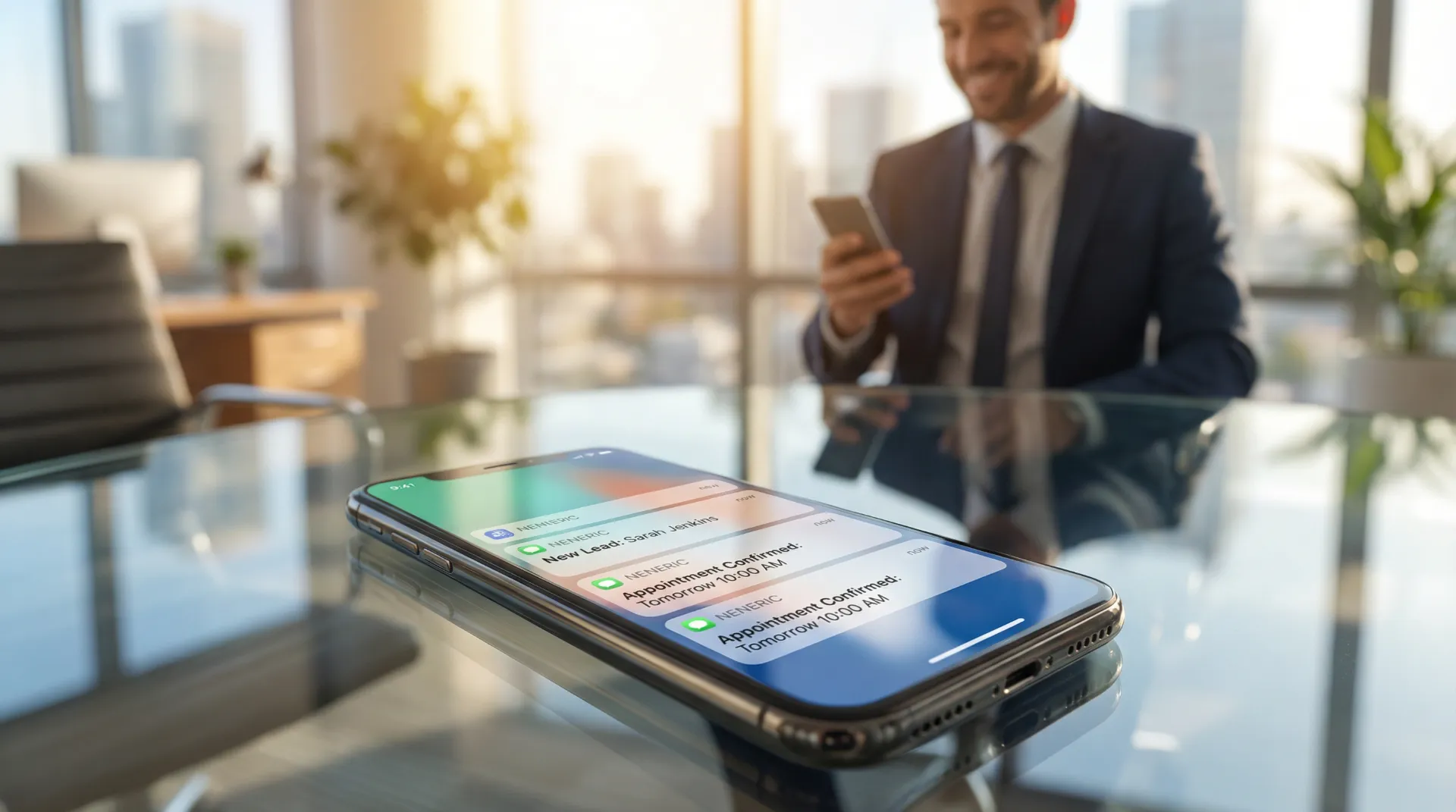 Smartphone screen filled with inbound lead notifications from organic search ranking.