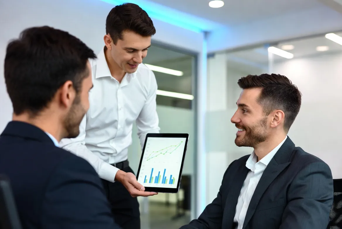 Alt Text: Expert digital marketing team analyzing real-time ad performance data and scaling strategies using advanced tracking technology.