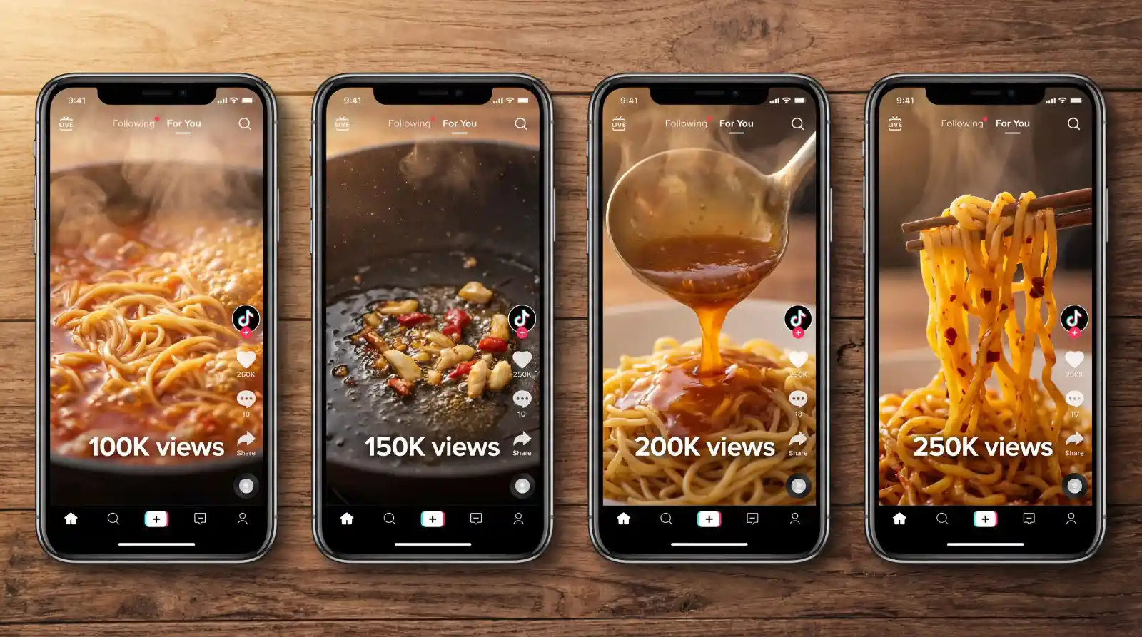 Viral TikTok food campaign showing multiple influencers cooking spicy noodles.